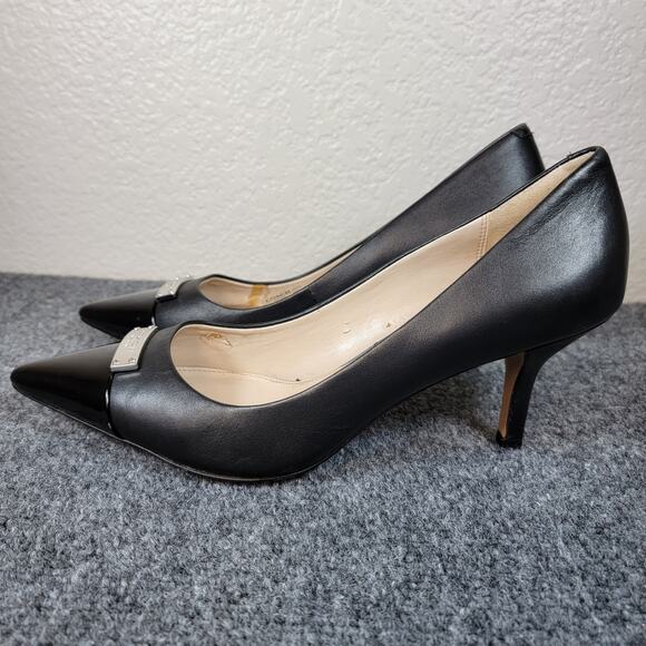 Coach Zan Pumps Women 9.5B Black Pointed Toe Patent Cap Toe Heels Leather Upper - Picture 6 of 10